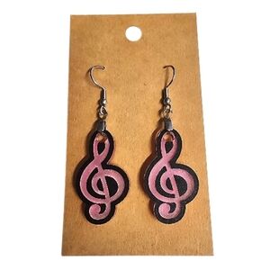 Blush Melody Treble Clef Acrylic Drop Earrings